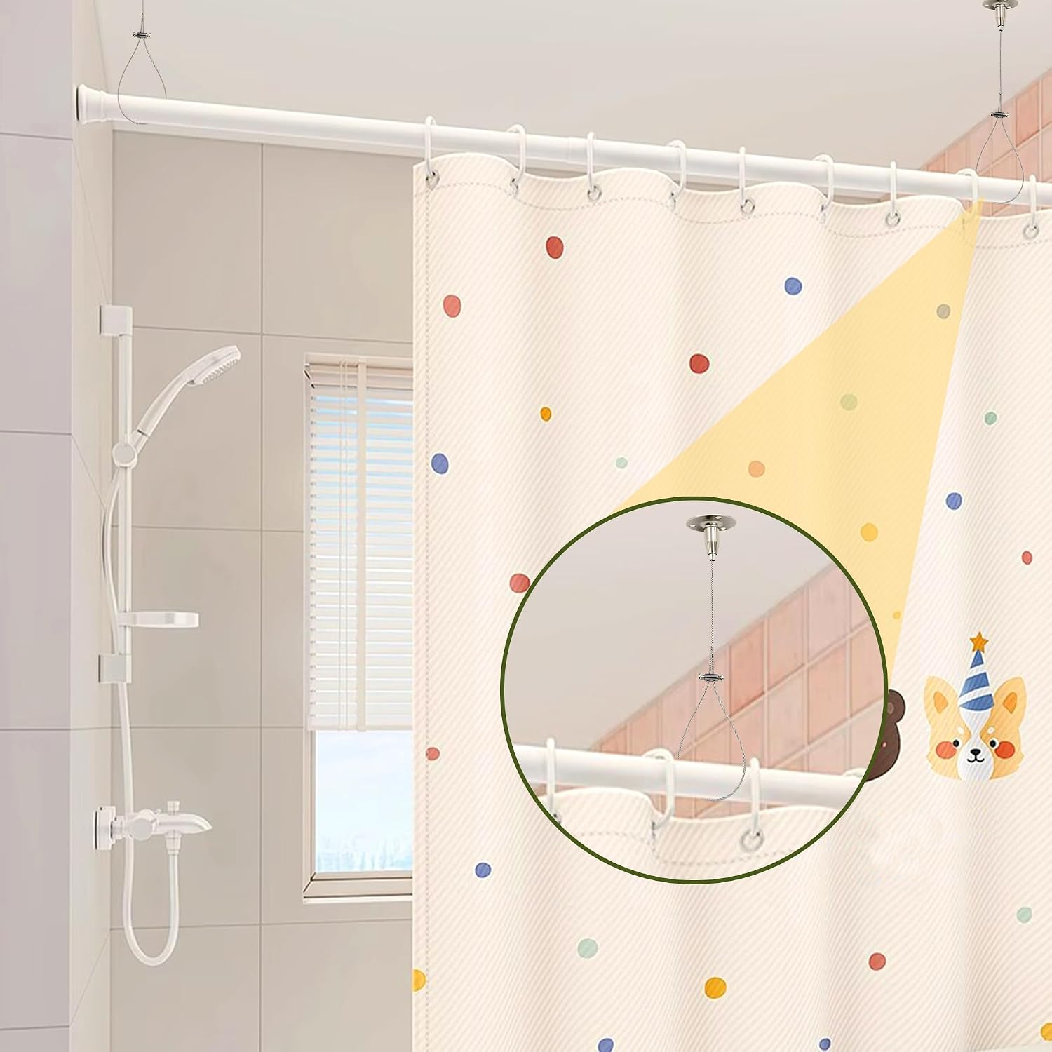 2 Pack Ceiling Mount Curtain Rod Bracket, 59" Shower Curtain Rod Holders