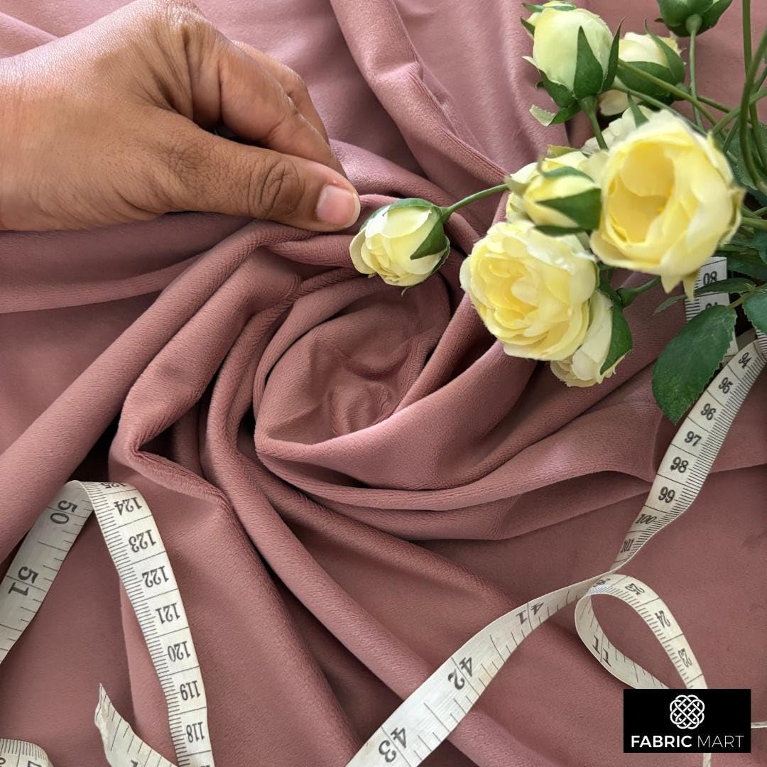 Fabric Mart Direct Rosa ruborizado Tela por Metro, 137 cm o 54 pulgadas Ancho Rosa Terciopelo Tela, 1 medidor continuo Terciopelo de felpa de alta calidad Tela, Telas Para Tapizar, Cortinas Cojines