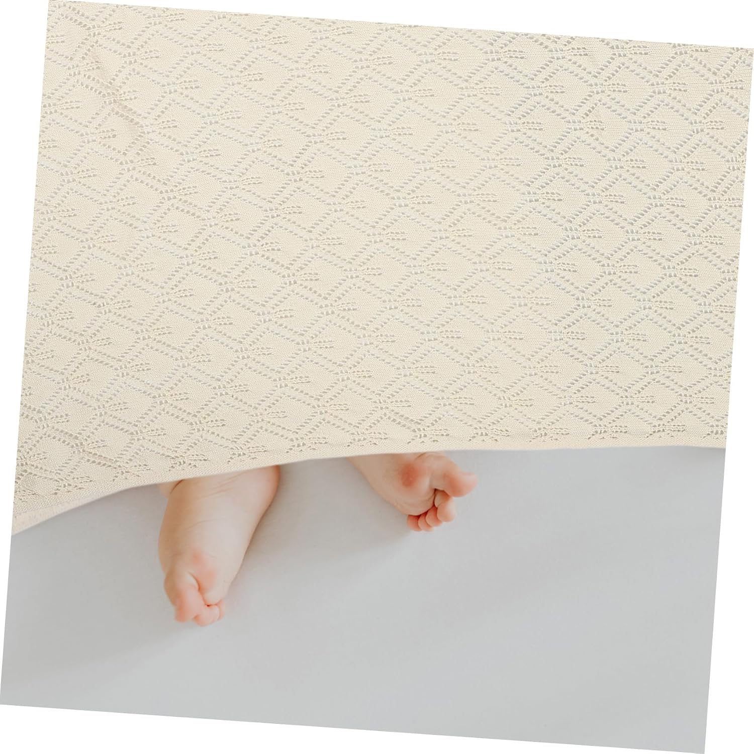 Amosfun Breathable Knitted Receiving Blanket for Boy Girl Soft Woolen Yarn Blanket for Newborns