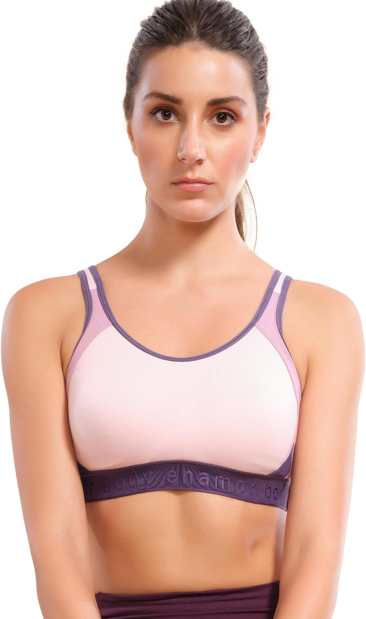 Enamor Women's Stretch Cotton Wire Free SB28 Sports Bra Parfait