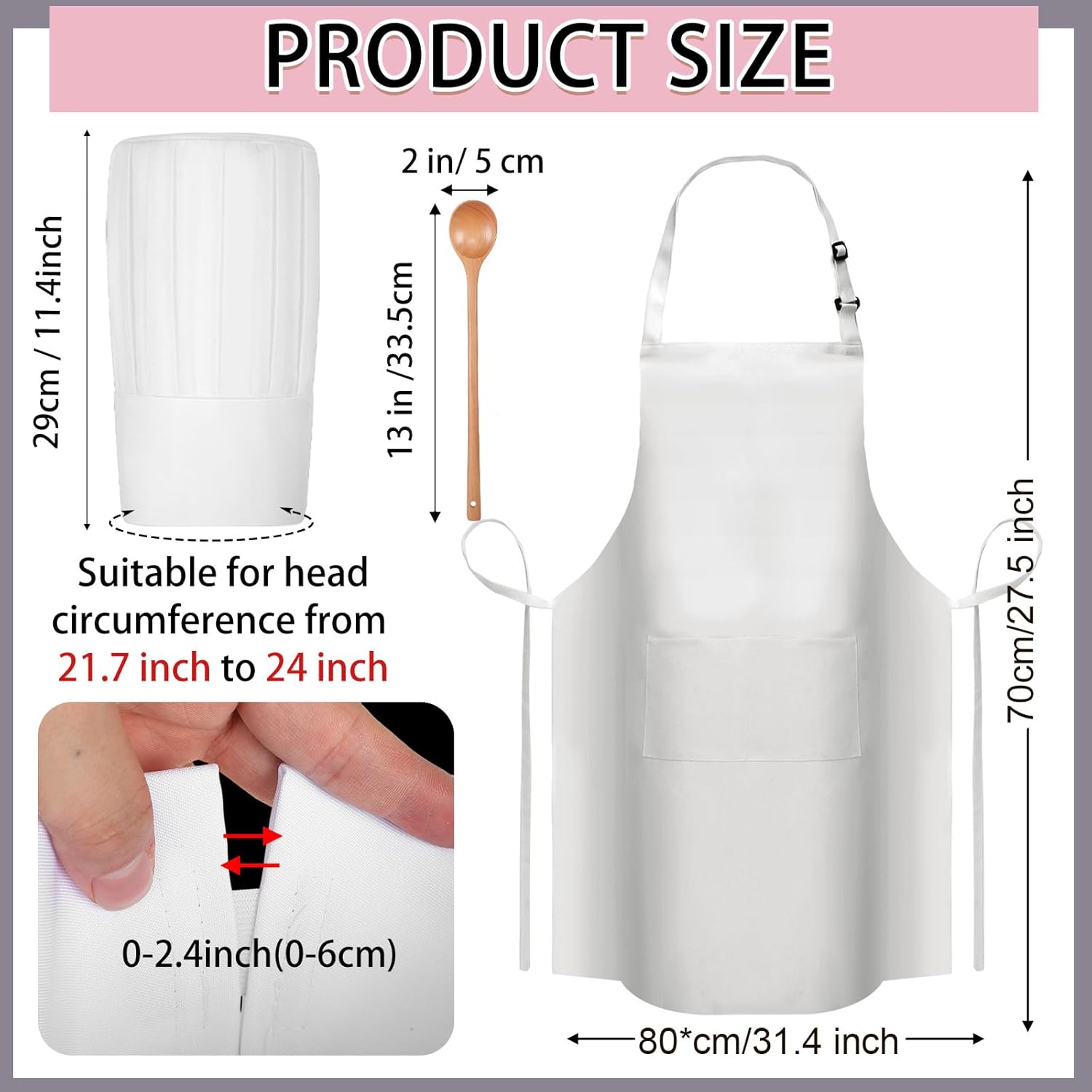 Hillban 6 Pcs Halloween Mouse Chef Couple Costume Set, Chef Hat Apron and Wood Spoon Rat Costume with Headband - Image 3