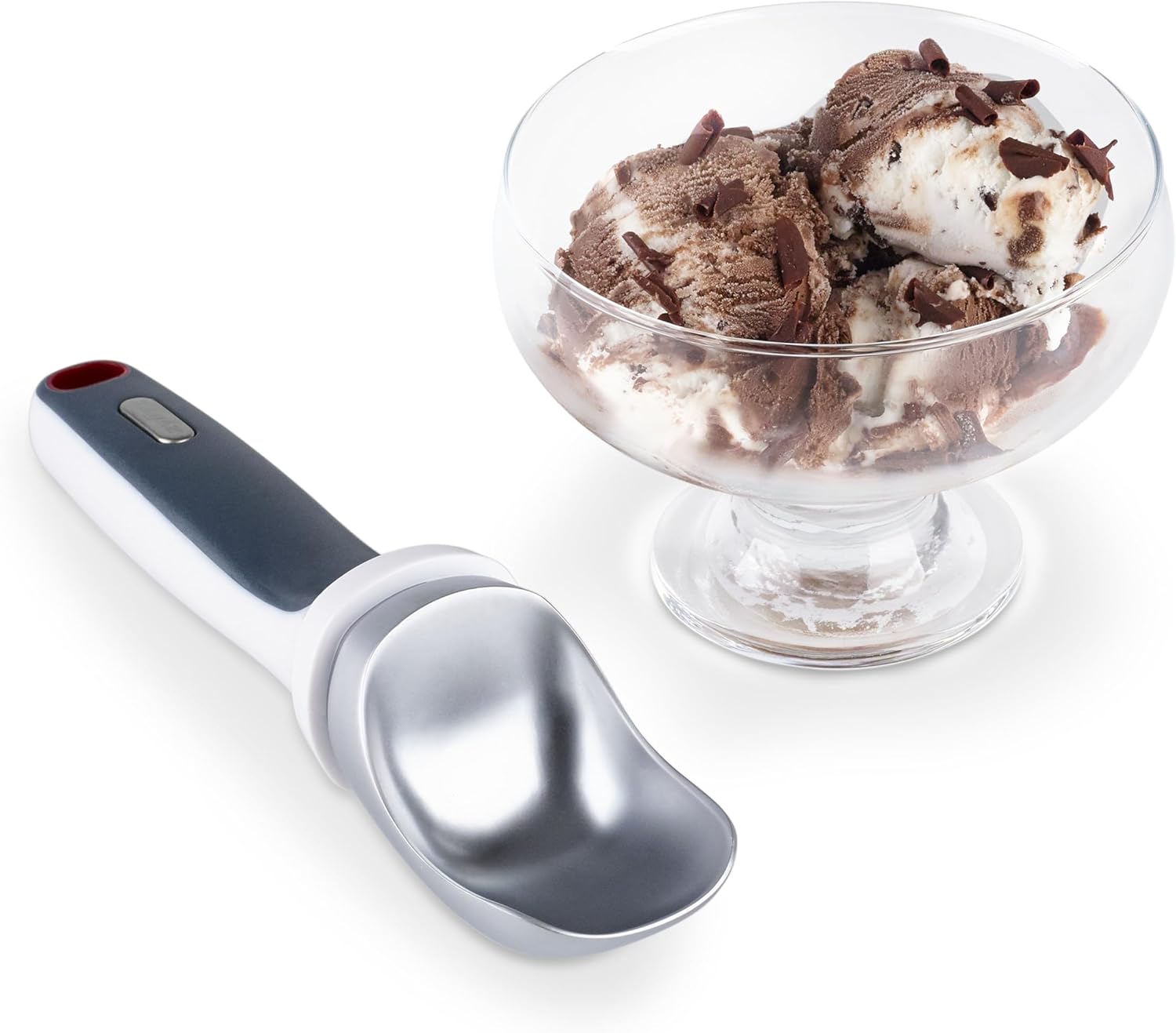 Zyliss E980087 Ice Cream Scoop, 18.5cm/7.25in, Aluminium, Grey, Scoop for Ice Cream/Gelato/Clotted Cream/Sorbet/Mashed Potato, Dishwasher Safe