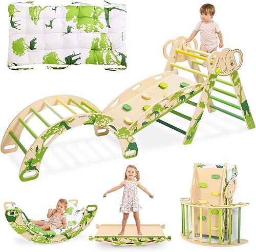 Miniatura 12 de wingyz Juego de triángulos Pikler 8 en 1, plegable, juguetes de escalada para bebés con cojín, arco, rampa y escalera Montessori - Escalador