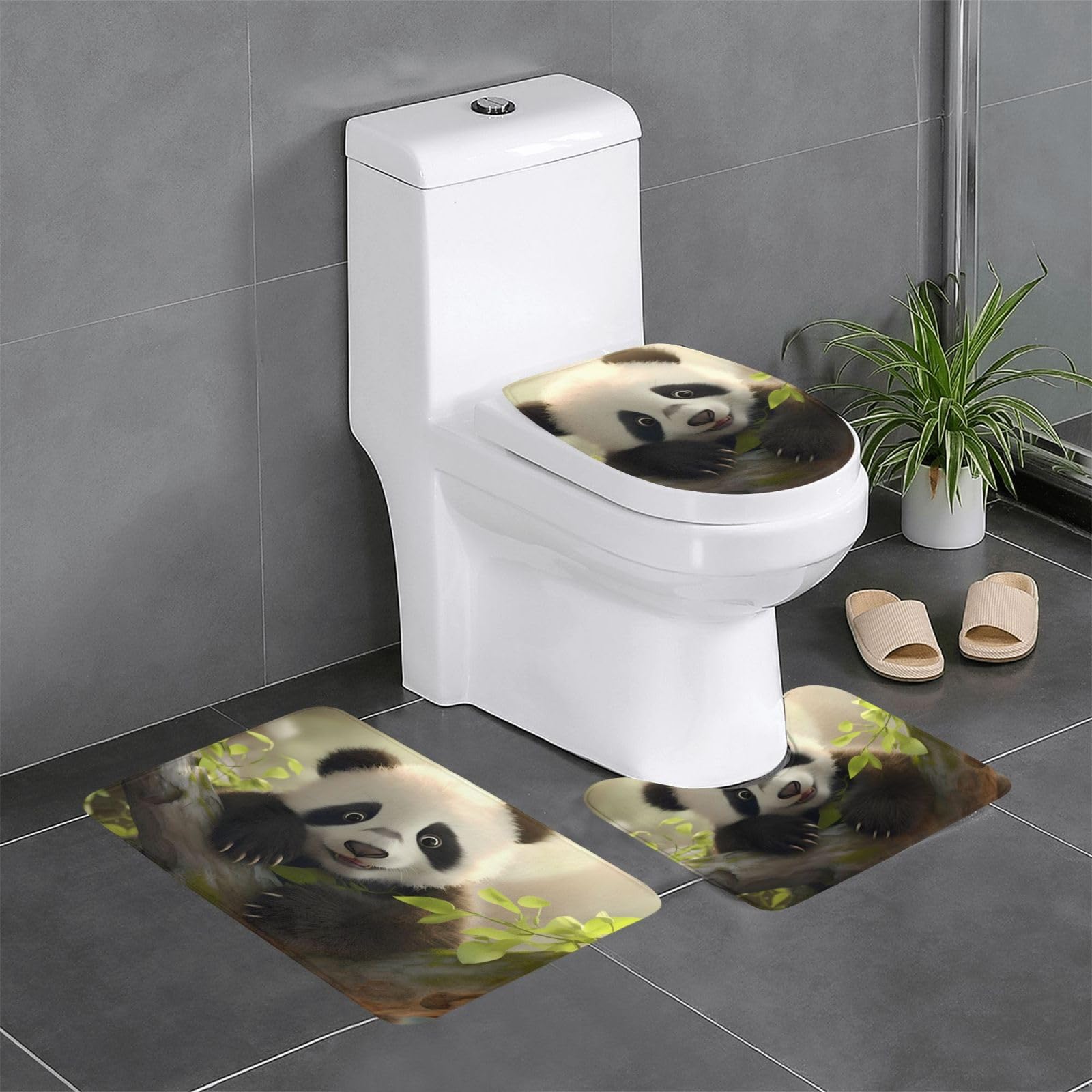 Tapis de bain petit panda pour sortie de douche sécurisée des enfants lot de 3