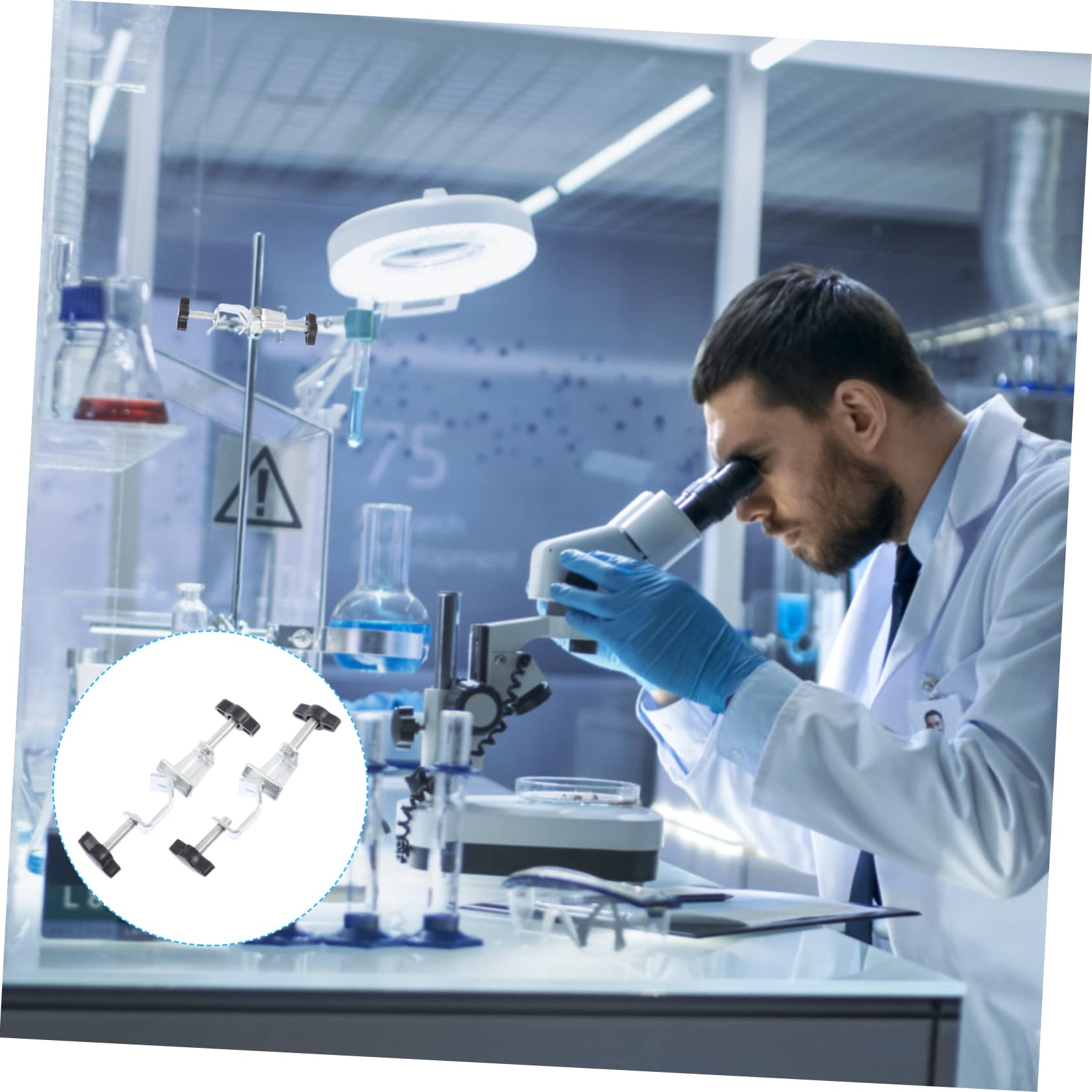 PLAFOPE 2 Pièces Métal École Support Stand Chimie Droite Pince Équipement Laboratoire Titulaire Obligatoire Soutien Laboratoire Accessoires Laboratoire Clip Industriel Tête De Manchon Lourd Pour Fer