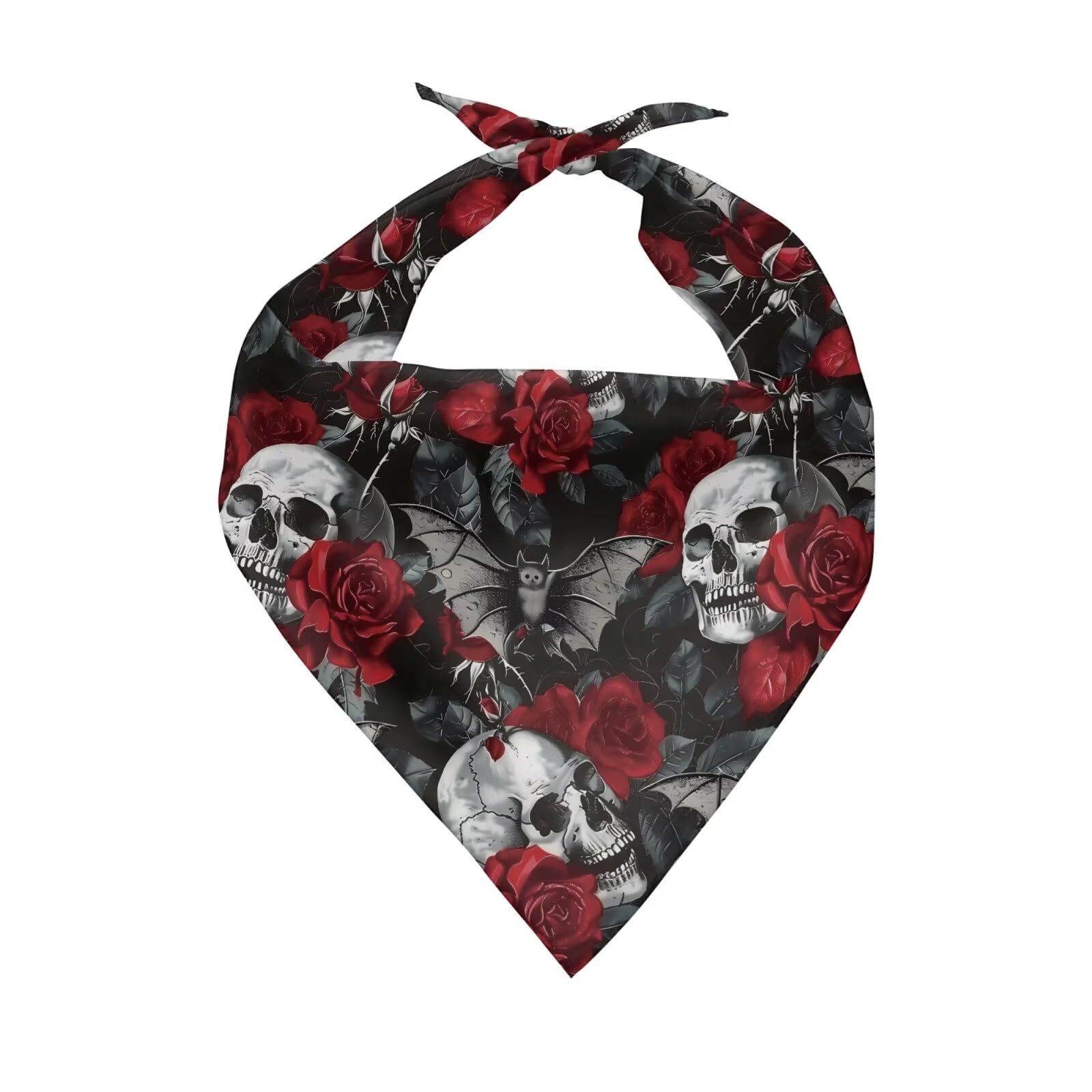 Howilath Gothic Skull Rose Triangle Bibs Scarf Classical Accessories Dog Bandana, Dog Birthday Bandana Bib Triangle for Small Medium Large Puppies — image 1
