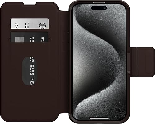 Miniatura 5 de OtterBox Funda Strada Folio Series para iPhone 15 Pro MAX (solamente) - ESPRESSO (marrón), tarjetero, broches a presión a MagSafe, piel auténtica,