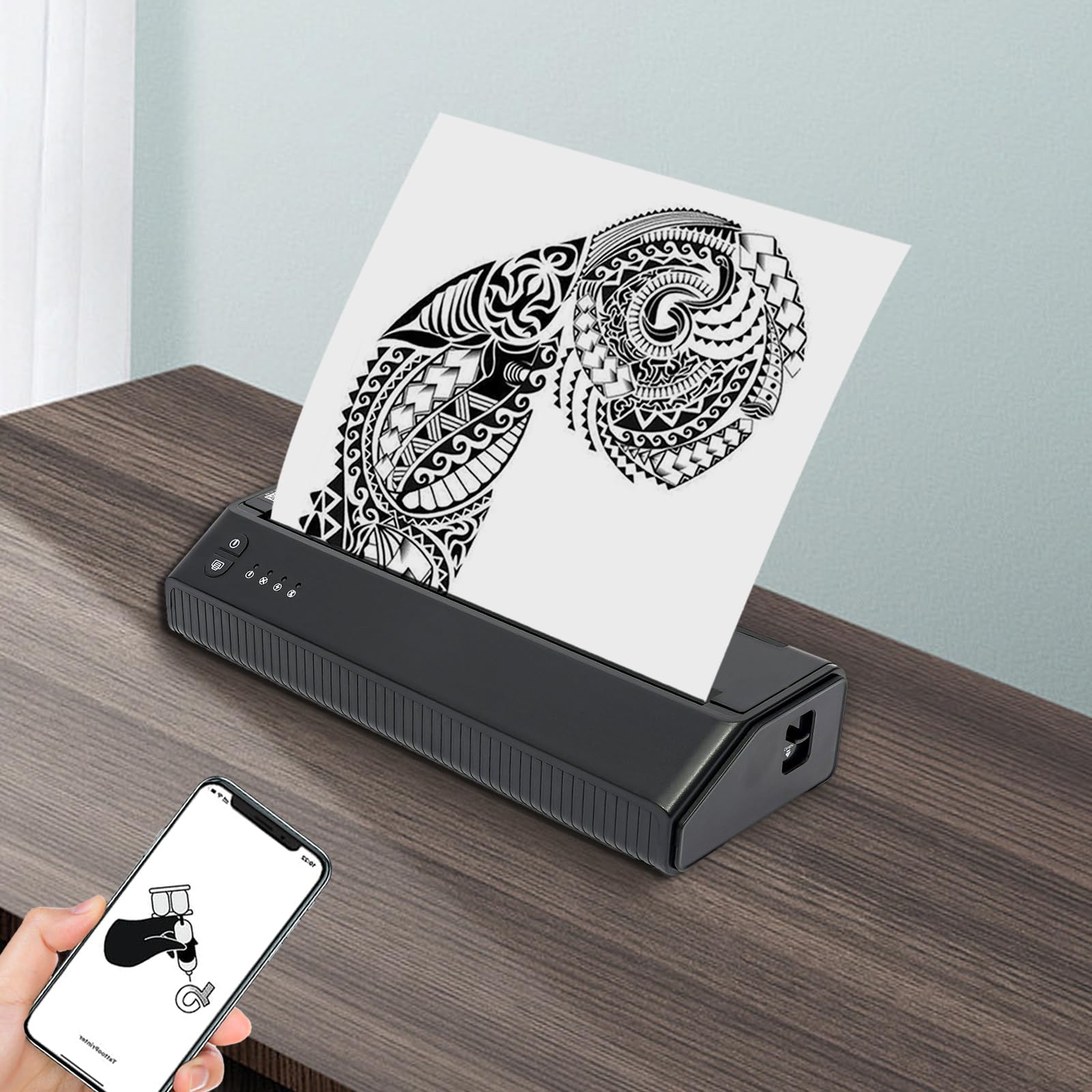 WOQLIBE Tattoo Drucker,Wireless Stencil Drucker 2500mAh,Tattoo Transfer Maschine für IOS & Android Mini Thermodrucker Kabellose Kopierer Zeichnen Stencienhersteller