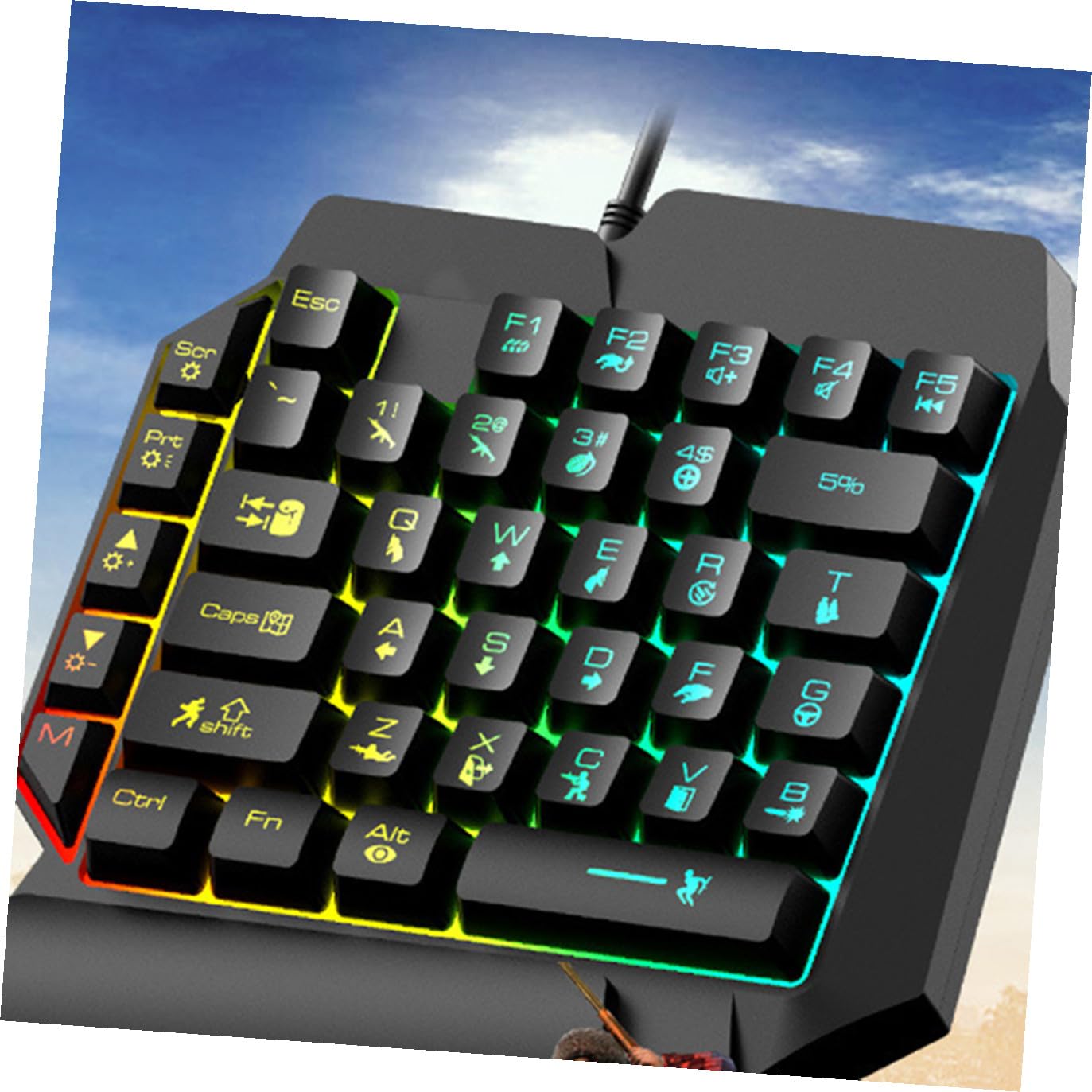 SHINEOFI Tastiera da Gioco Facile da Installare e Mouse con Retroilluminazione Led Operazione Precisa Design in ABS Nero Set per Dormitori e Intrattenimento a Casa