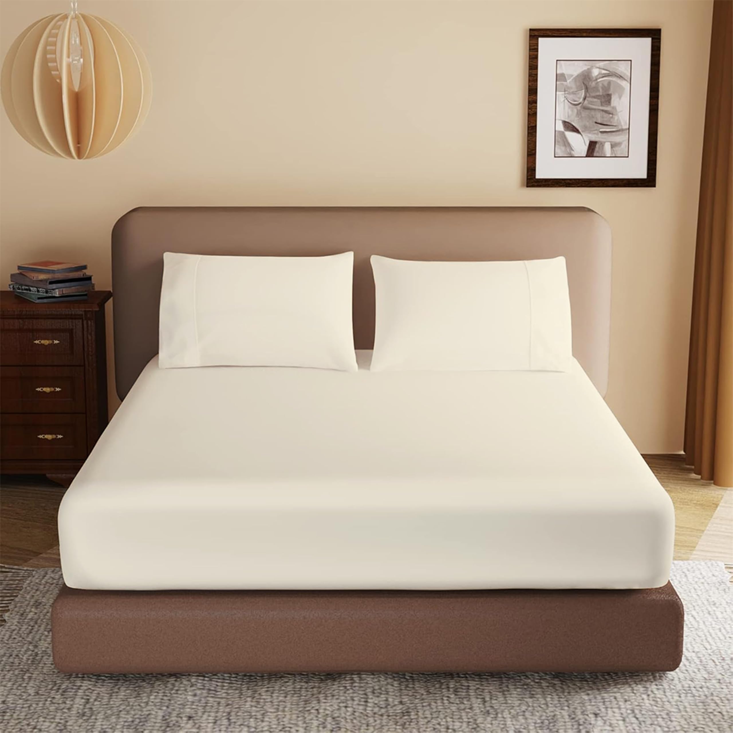 Rohi 40cm Deep Microfibre Fitted Sheet Double Bed, Comfy Soft & Breathable Deep Fitted Sheet with Elasticated Corners