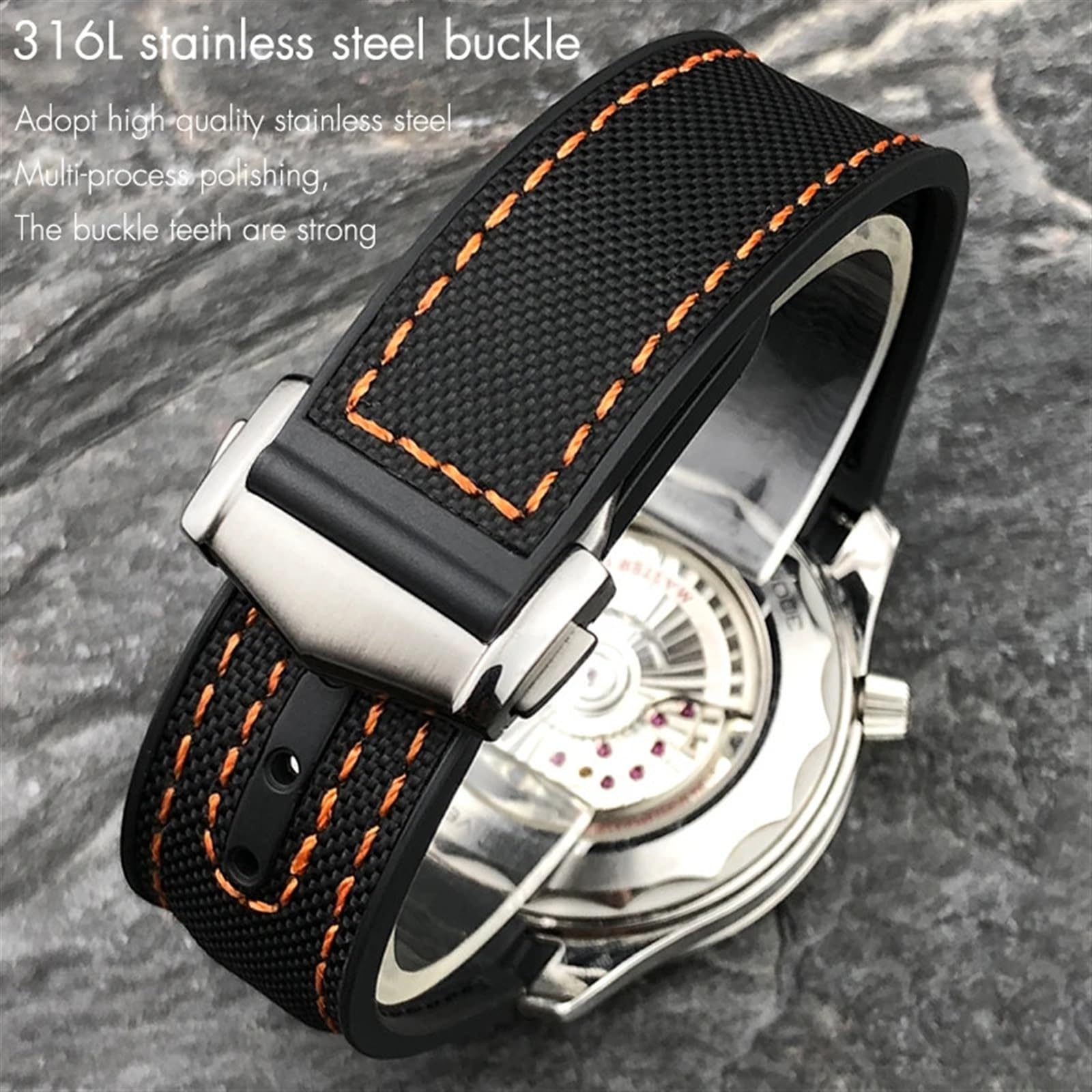 Nuovo cinturino bicolore da 20 mm 22 mm adatto per cinturino per orologio in pelle di nylon e silicone Omega Planet Ocean Seamaster