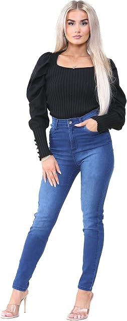 989Zé ENZO Womens Jeans Skinny Stretch Jean High Waisted Denim Pants