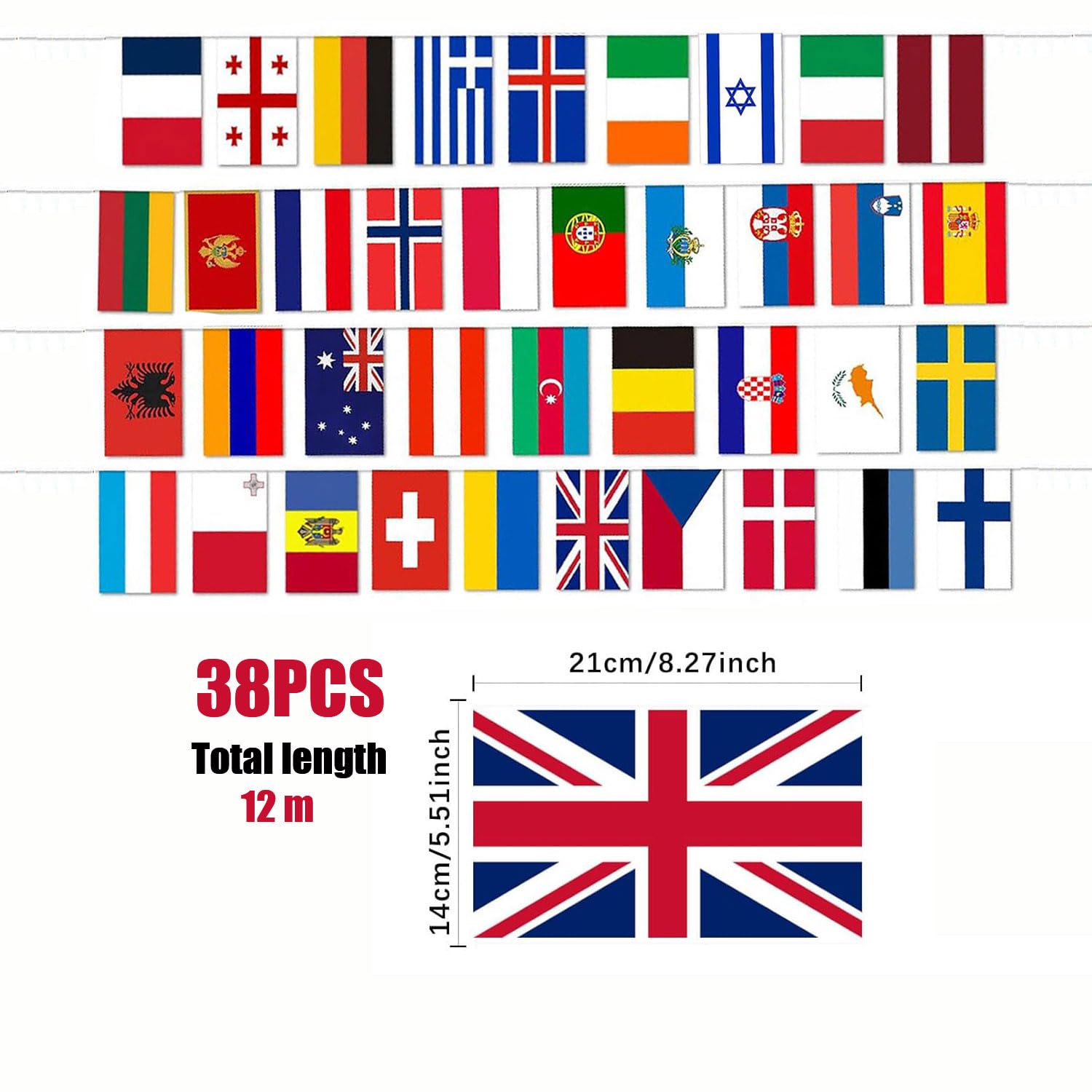 SOPSTUO World Cup Football 2026 Flags Bunting, 36ft International Flags Bunting Banner Decoration for World Cup Party Olympic - Image 2