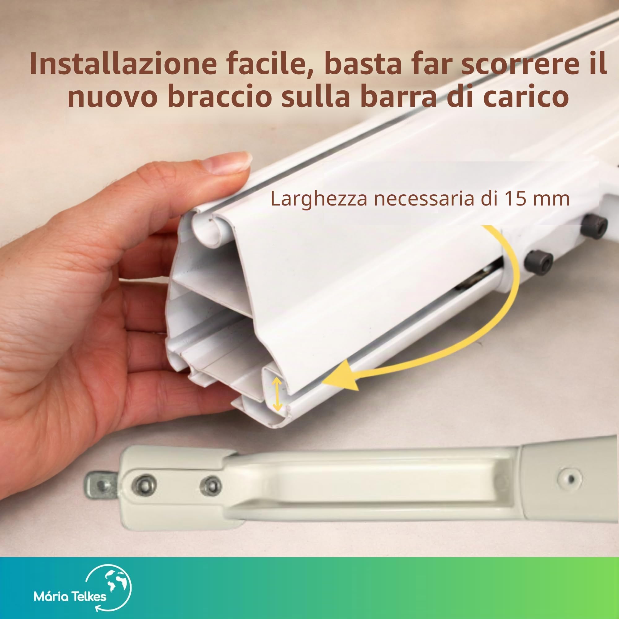 Set di bracci per tenda da sole bianco, punto dritto, 100 cm, bracci per parete, finestra, balcone, esterno, ricambio resistente, tenda in alluminio laccato ad alta durata (100 cm, bianco)