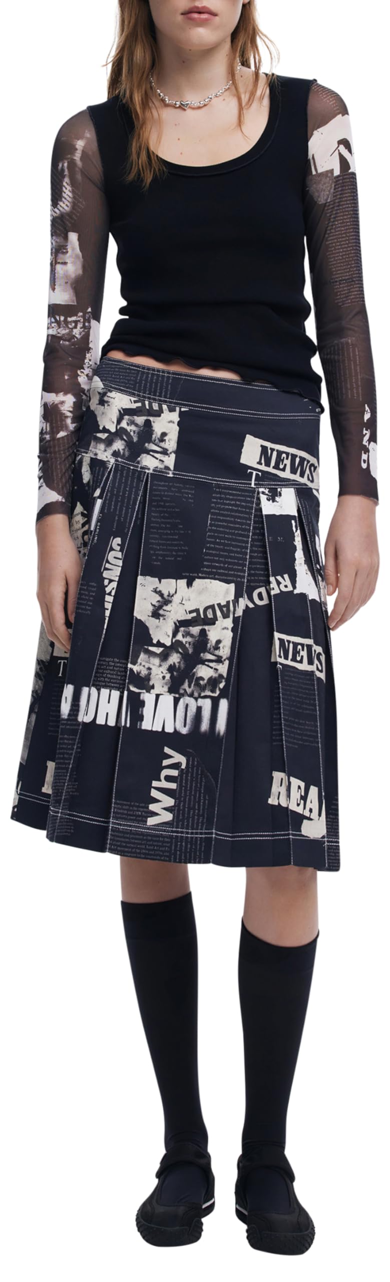 Desigual Damen Schwarz T-Shirt Lisboa T-Shirt Groß