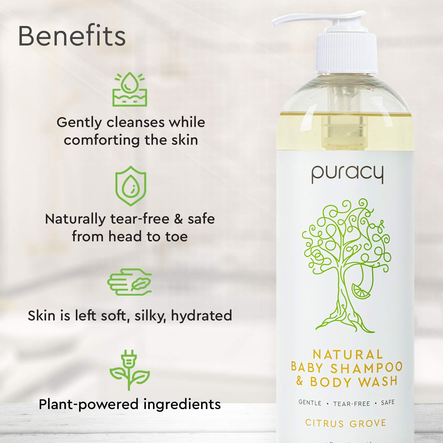 Puracy Baby Shampoo & Body Wash (Two-Pack)- Natural, Fragrance-Free Baby Body Wash For Sensitive Skin- 2 16-Ounce Bottles of Plant-Based Baby Wash And Shampoo For Daily Use : Baby