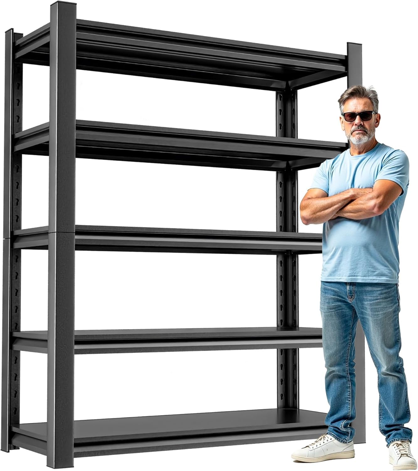 Garage Shelving Storage Rack, 48"W x 24"D x 72"H, Heavy Duty 5-Shelf Metal