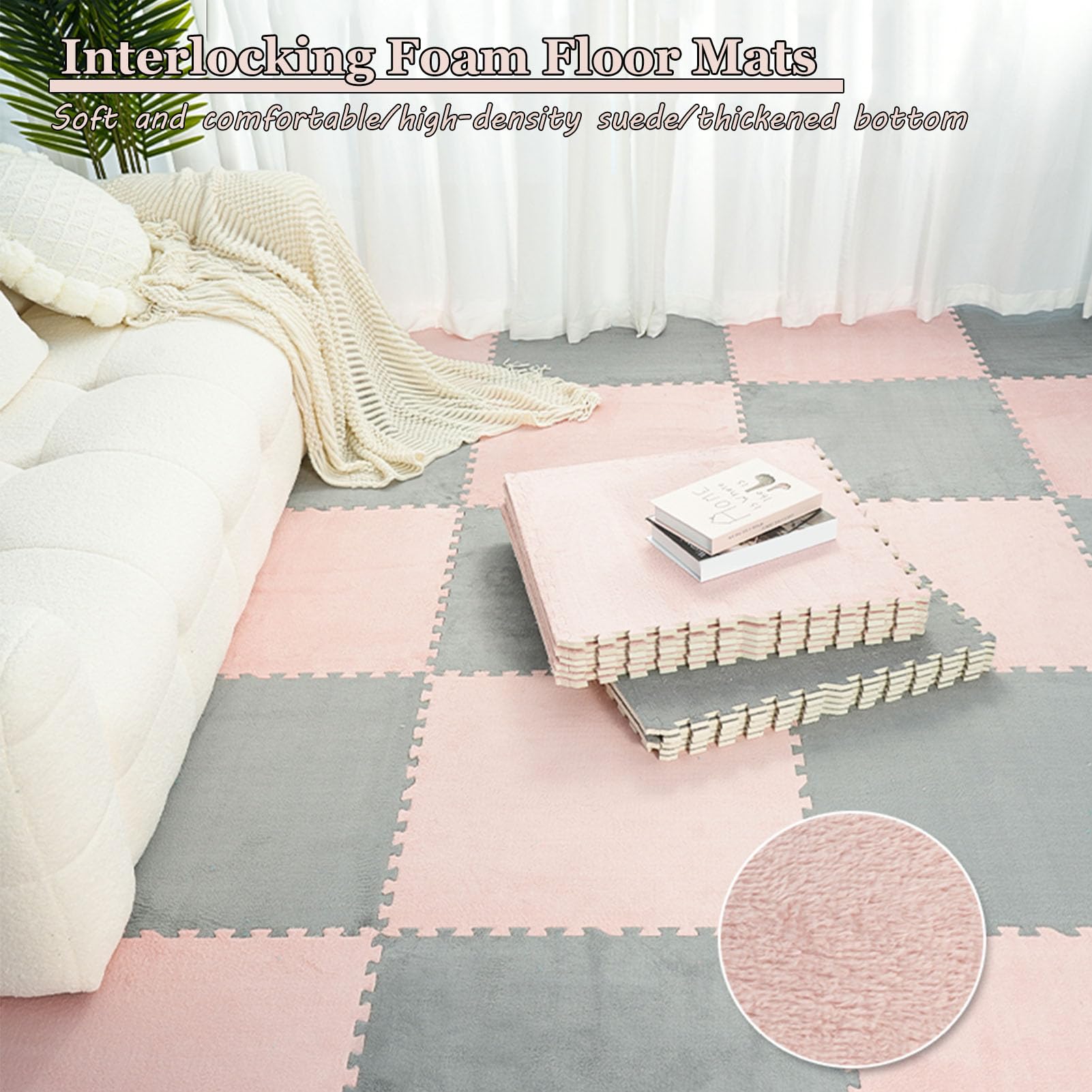 Palymaten 10 Stück ineinandergreifende Schaumstoffmatte, 30 x 30 x 1 cm, quadratische Schaumstoff-Puzzle-Spielmatte, DIY-Spleißteppichfliesen, sensorische Matte for Schlafzimmer, Spielzimmer(Light Gre