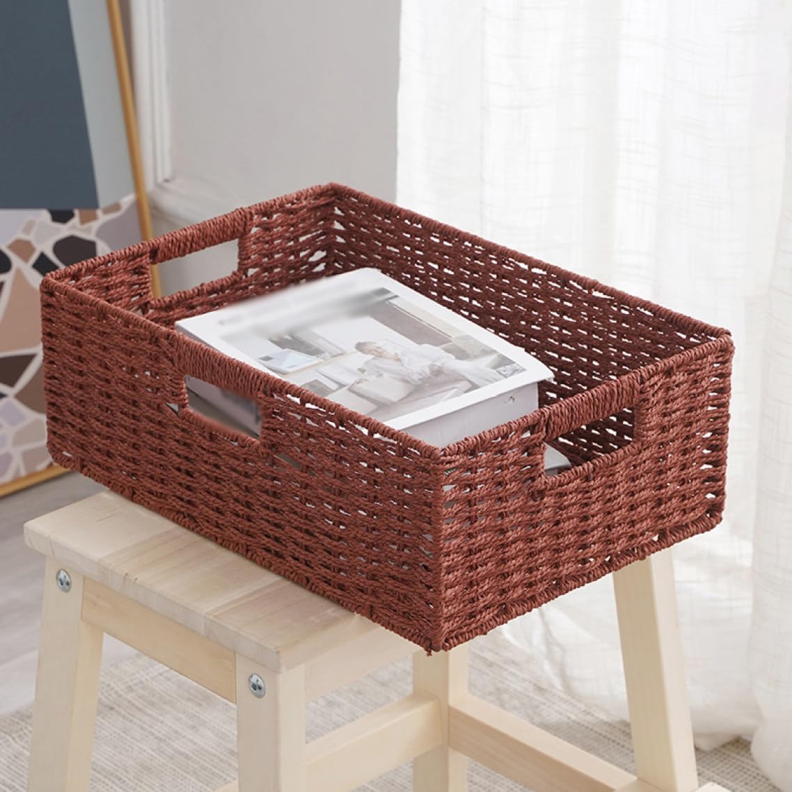 Amazon｜NJNEW 籐バスケット 収納カゴ かご リビング 洗面所 キッチン  