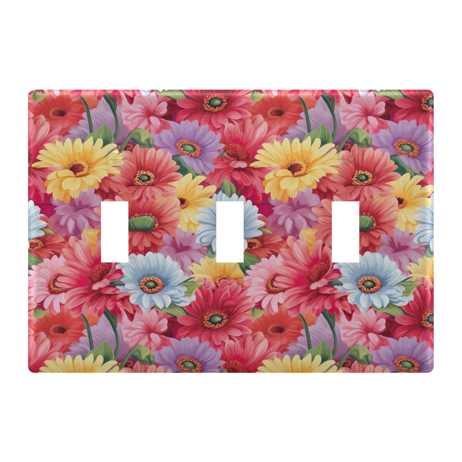 Light Switch Cover Daisy Flower Wall Plates for Electrical Outlets 3 Gang 202a8823