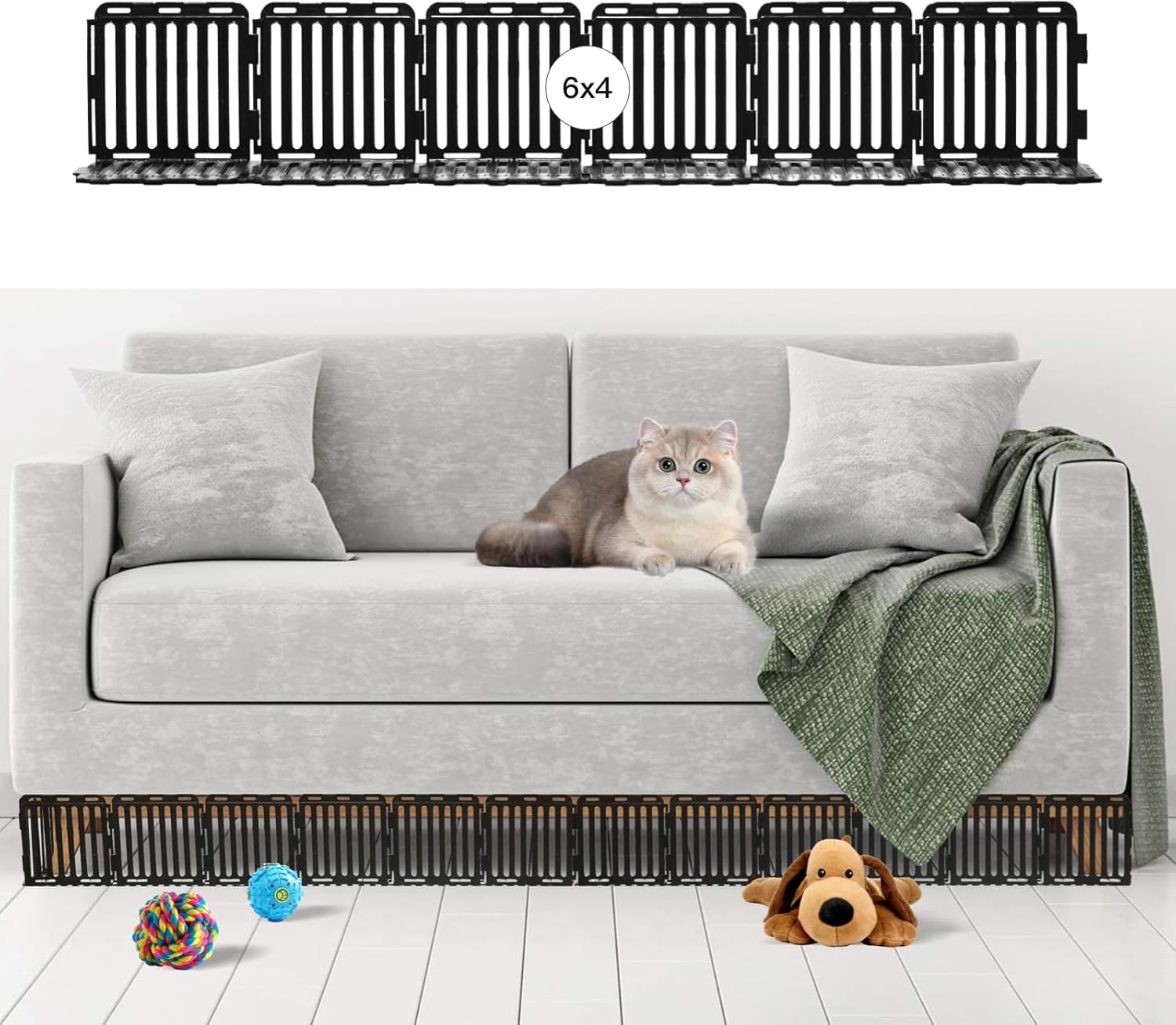 Under Furniture Blocker Set - 24 PCS Versatile Under Couch and Bed Blocker for Pets, Black