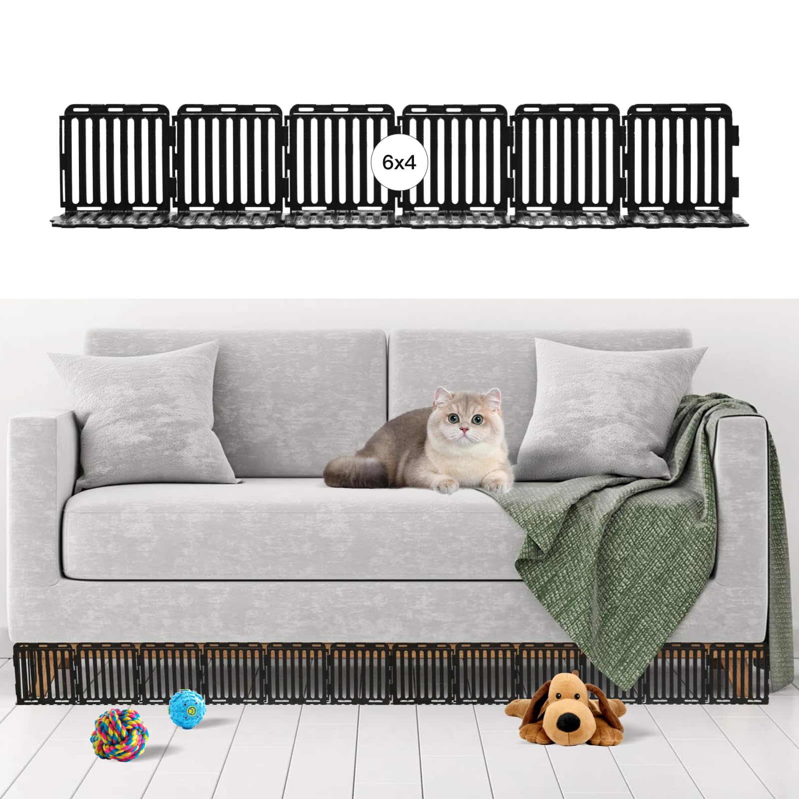Crystine Under Furniture Blocker Set - 24 PCS Versatile Under Couch and Bed Blocker for Pets, Black