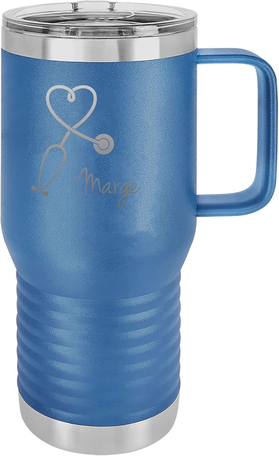 Stethoscope Nurse Personalized Add Your Custom Text Insulated 15 Oz/20 Oz Travel Tumbler Coffee Mug Customizable (Black, 20-Ounce)