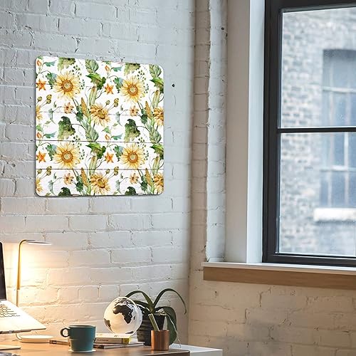 Miniatura 6 de Letrero de metal de otoño de 12 x 12 pulgadas, placa de lata retro de grano de madera de granja, diseño floral, pintura al óleo, letrero de metal