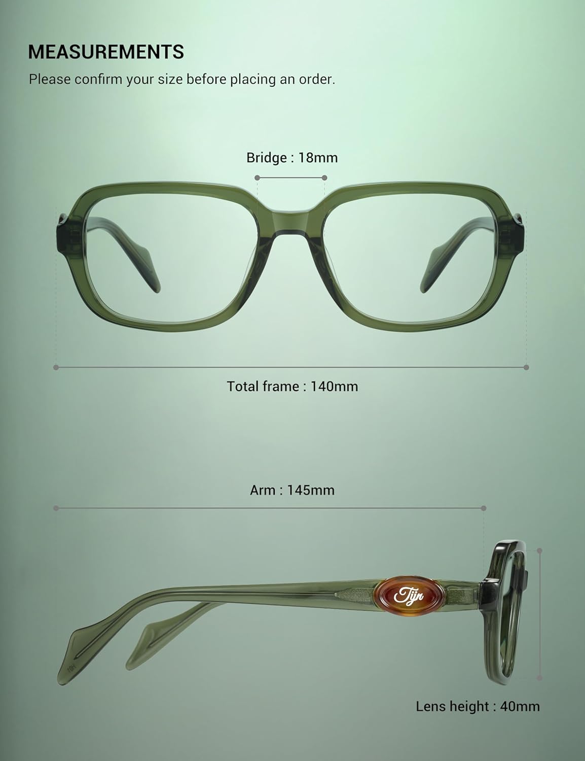 TIJN Vintage Inspired Blue Light Blocking Glasses, Modern Square Acetate Computer Screen Eye Glasses for Woman Men, AL01