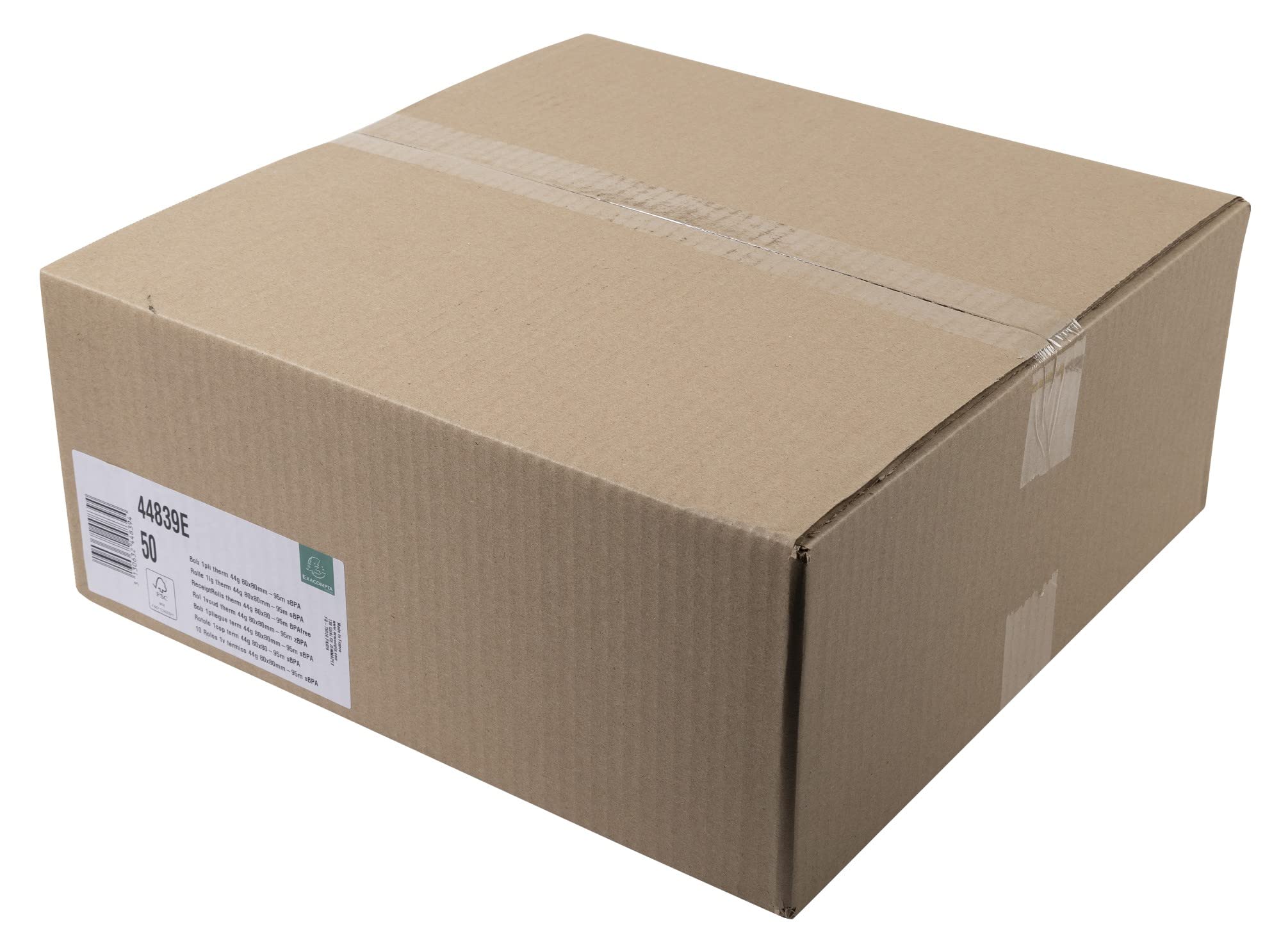 Exacompta 44839E 50er Pack Thermopapierrollen 1-lagig, Breite: 80mm, Länge 95m, Durchmesser Kern: 12mm 44g/m² Thermorolle für Kassen Kassenrolle