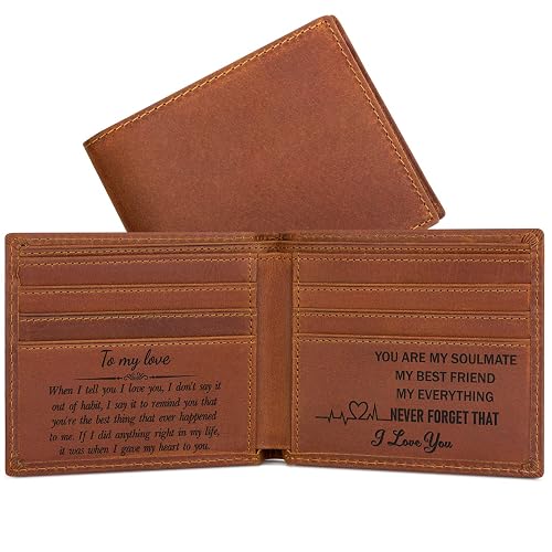 Personalized Wallet for Men Engraved Wallet Leather Bi-fold Wallet Gifts