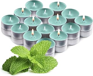 Mint Green Scented Tealight Candles - Pack of 30 Scented Tea Light Candles with Long Lasting Aromas - Minty Hammam Fragranced Green Tealight Candles - 4 Hour Burn Time