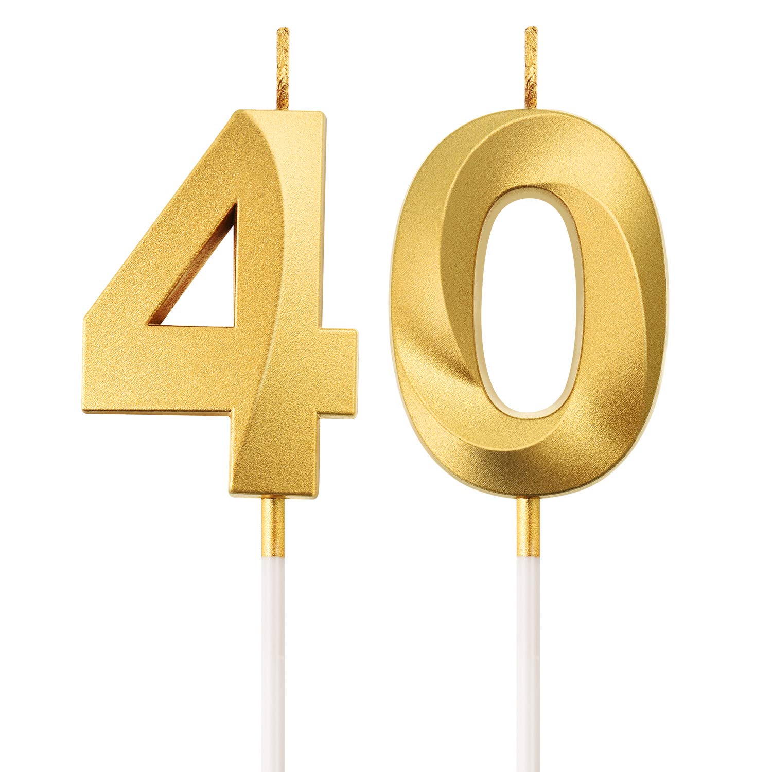 Candele Per Torta 40° Compleanno Oro, Numeri 3D In Cera, Decorazioni Per Festa, Anniversario