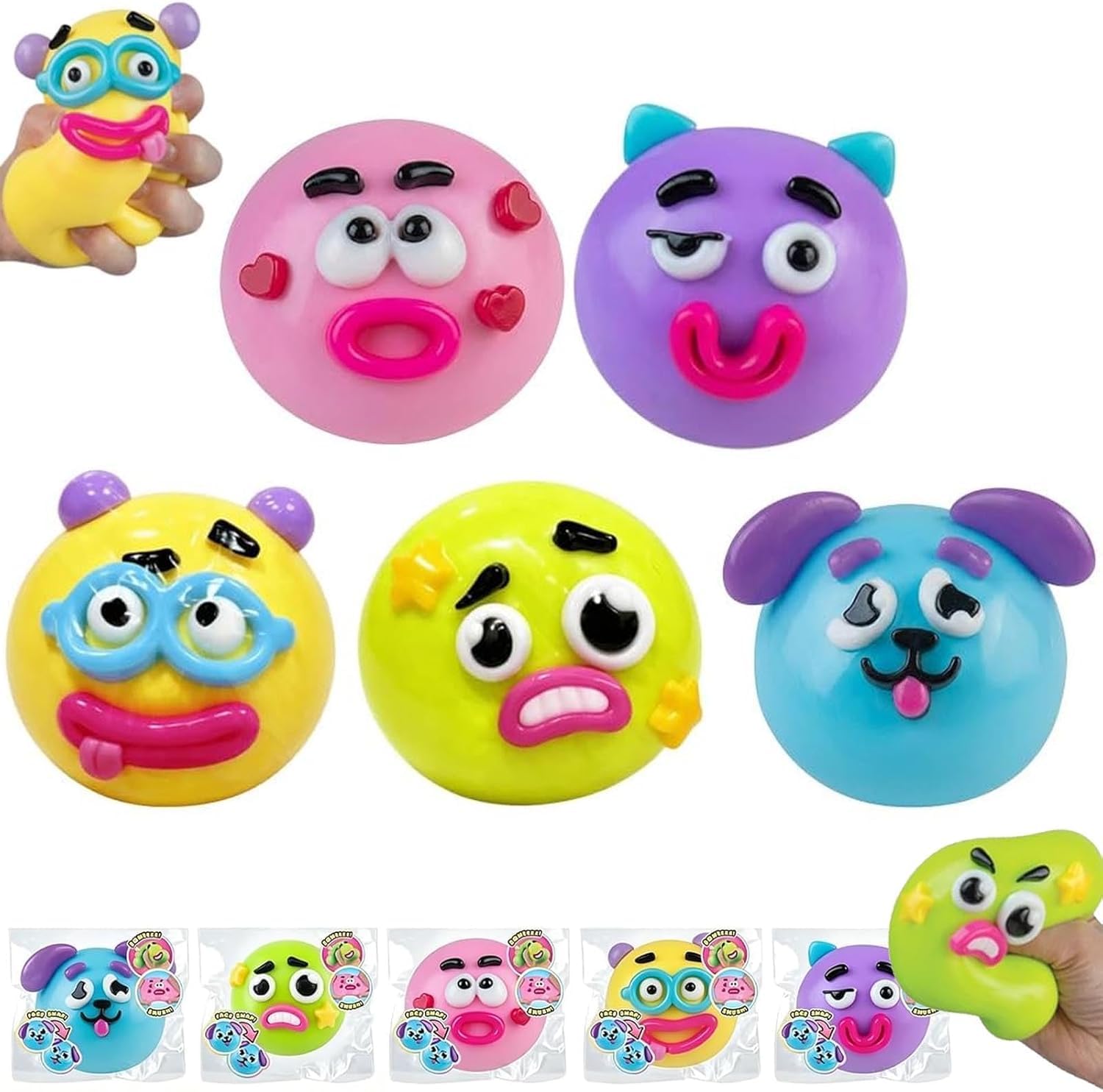2026 NEW Smushers Squishy, Curiosities Smushers Dog Face Swap Squishy, Soft Moldable Cute Slow Rise Relaxing Sensory Fidget Relief, Interchangeable Faces Fun Desk Accessory for Adults (green)
