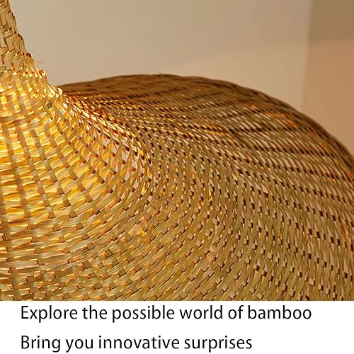 Miniatura 6 de CSSYKV Lámpara de araña de mimbre tejida a mano creativa para colgar en el techo, lámpara colgante de bambú tejida a mano, lámpara colgante de bambú