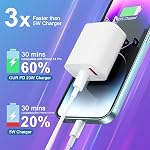 3Pack Bloc de chargeur USB C à double port QC + PD 3.0 Adaptateurs de chargeur mural USB C compatibles avec iPhone 17/16/15/15 Pro/15 Pro Max/15 Plus/14/13 iPad, Pixel, Samsung, téléphone Android