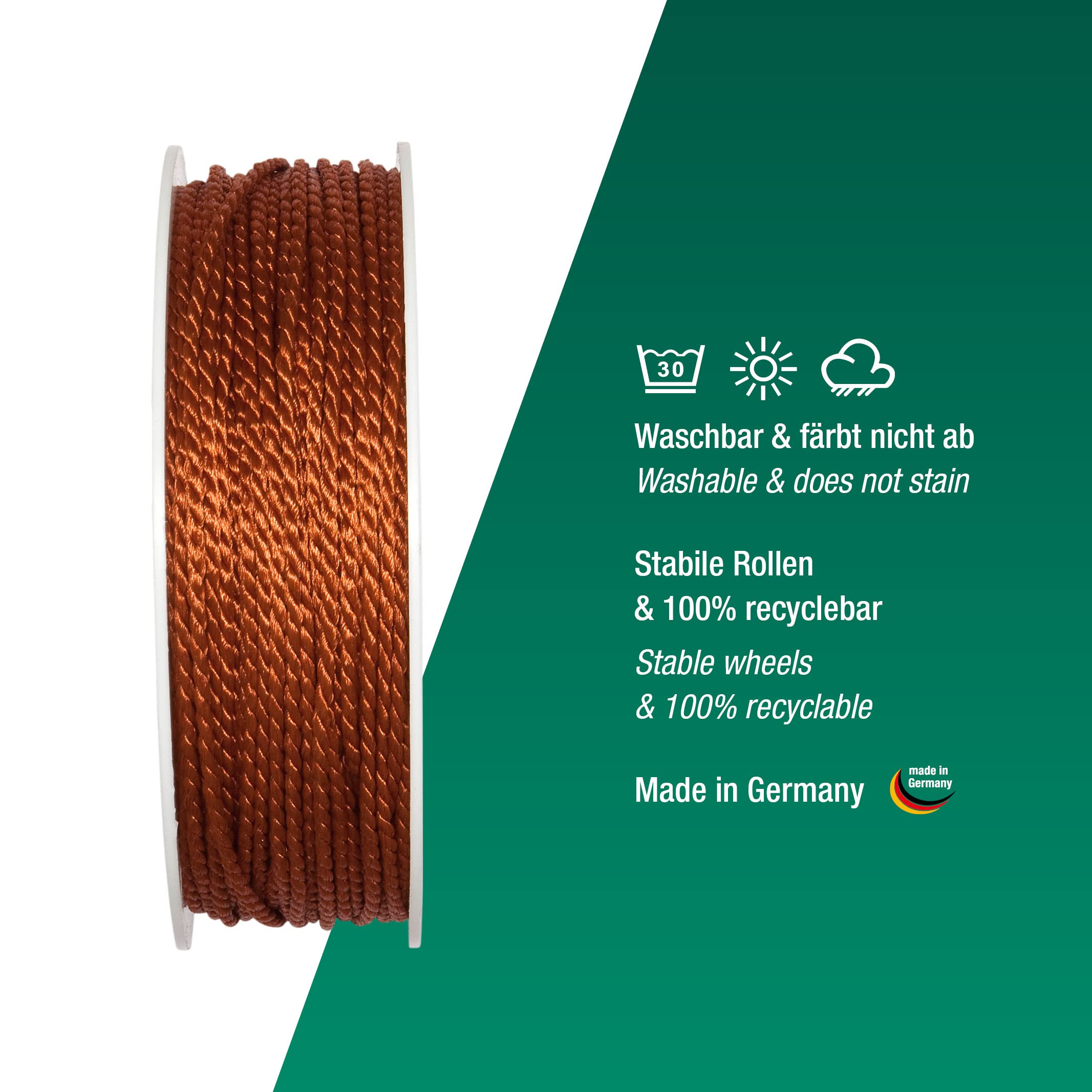 Halbach Seidenbänder Premium Kordel (ockergelb) – Bild 3