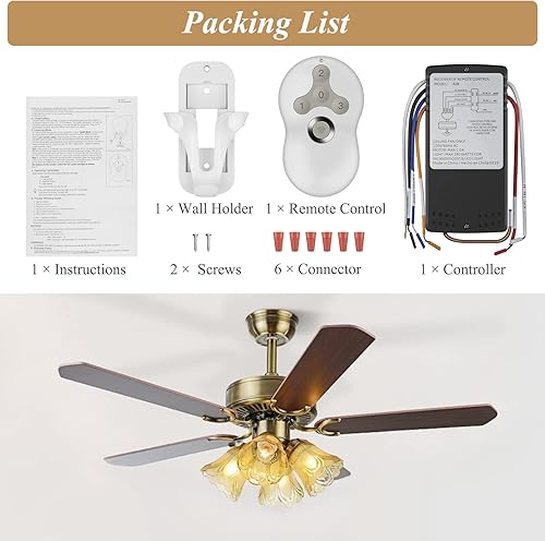 Miniatura 8 de Hunter - Kit de control remoto de ventilador de techo, universal para Hunter Harbor Breeze Hampton Bay, ventiladores de control de 3 velocidades con