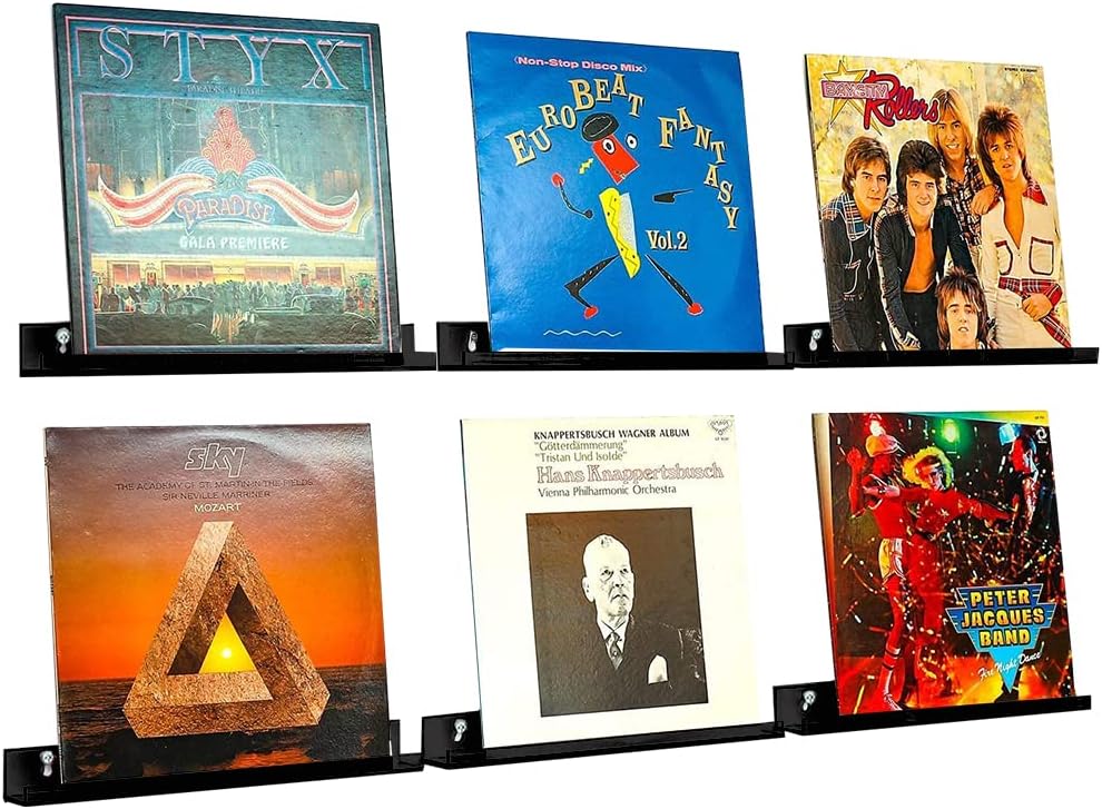 Ismerely 6 Pack Metal Vinyl Record Display Wall Mount Steel Record Album Holder