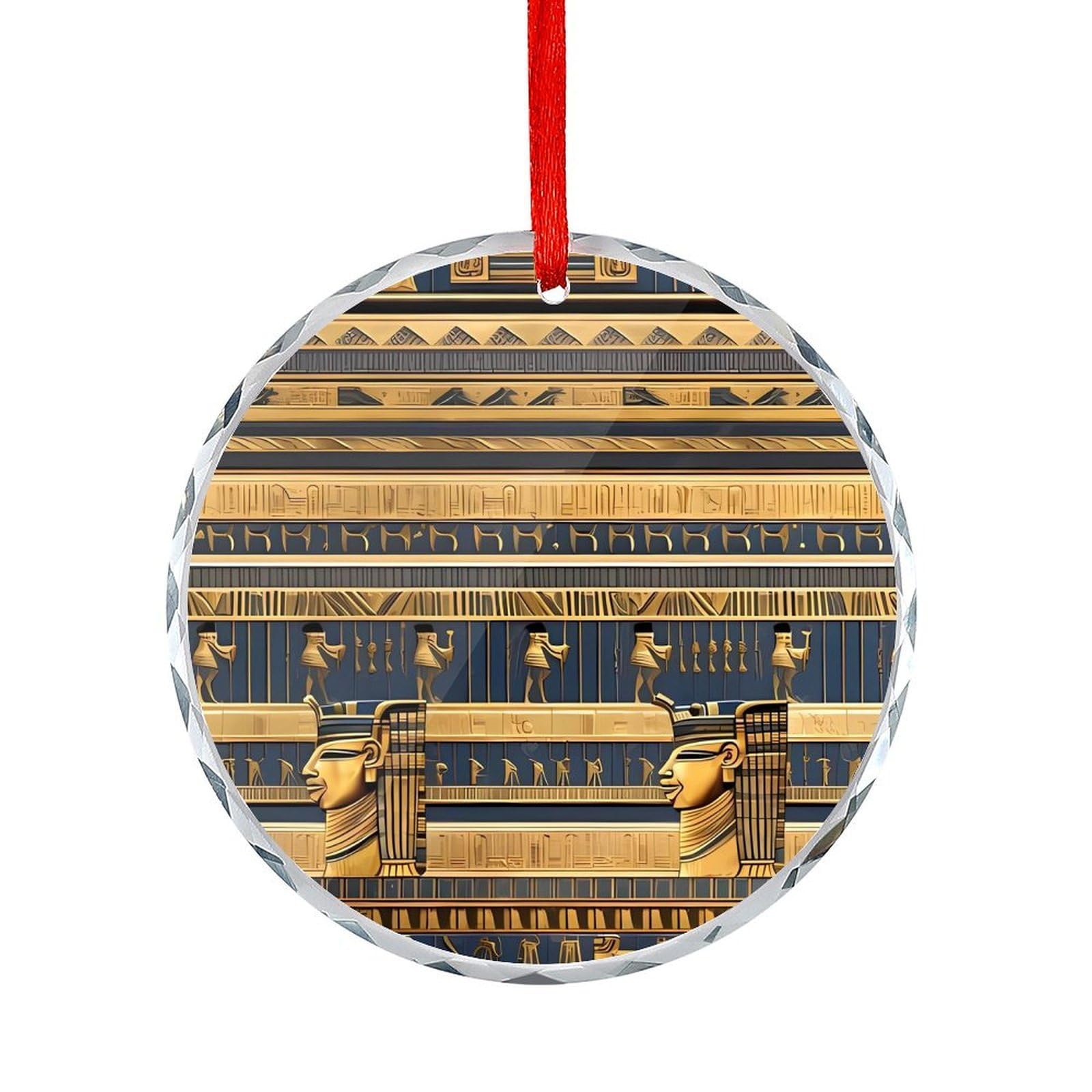 Fodpand Women's Style Egyptian Pharaonic Frescoes Round Glass Ornament Keepsake Gift Exchange Ideas Car Decor,Christmas Ornaments For Tree Window Garden Ornaments