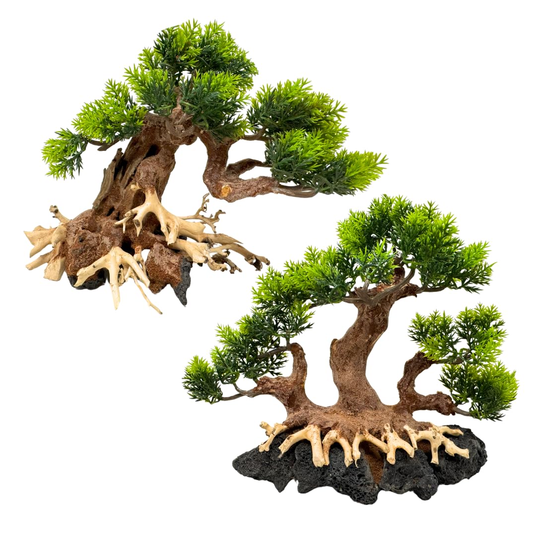 2-Pack Bonsai Driftwood Aquarium Trees on Rock 1X (6