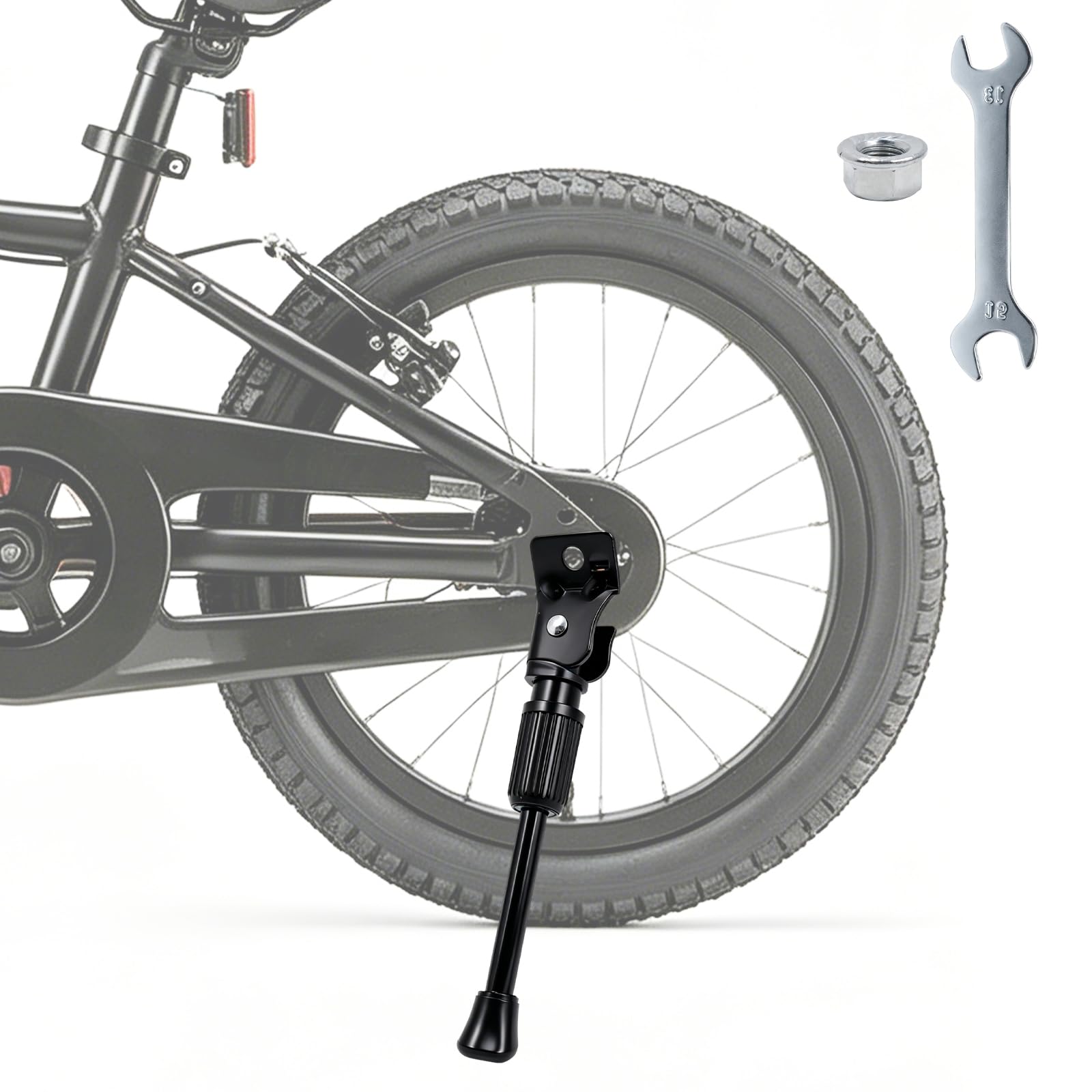 Griwuut Bike Kickstand, 16 Inch Aluminium Alloy Single Side Kick Stand, Adjustable Anti-Slip Bicycle Stand for Mountain Road Folding Bike
