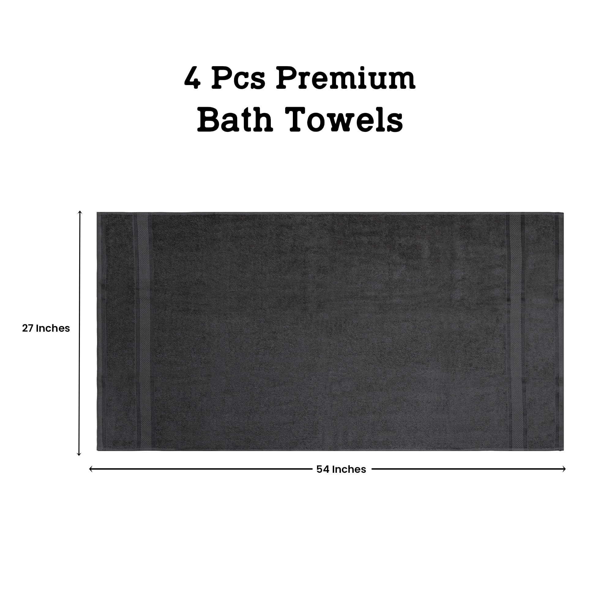 CASALINO - Juego de toallas de felpa, 100 % algodón, altamente absorbentes, súper suaves, suaves y afelpadas, 500 GSM (juego de 4 toallas de baño, carbón)
