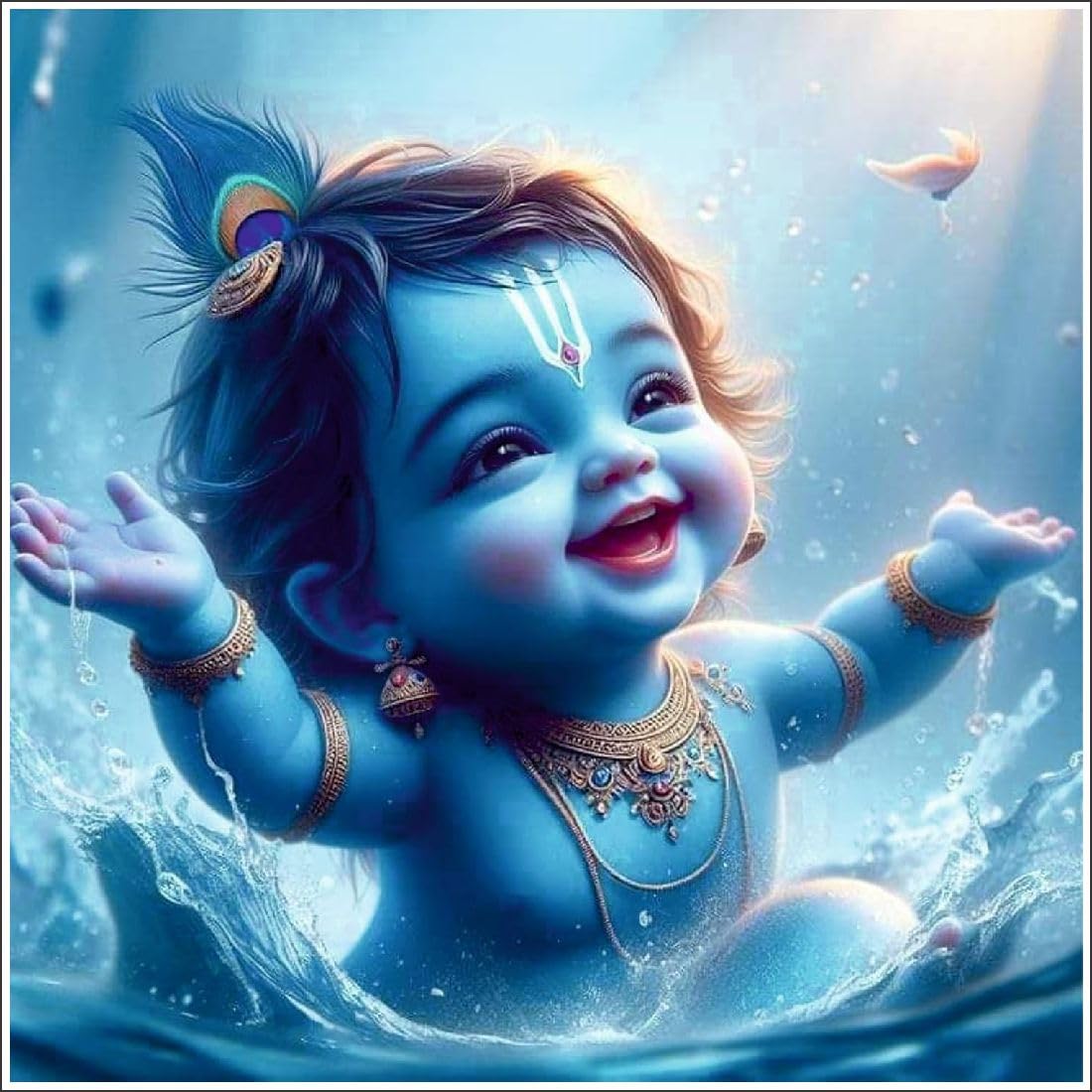 V TO H DECOR Vinyl Blue Bal Krishna Wall Sticker For Kids Room, Bedroom, Living Room, (Size -45 Cm X 45 Cm)