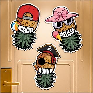 Custom Name Upside Down Pineapple Cruise Door Magnet Large Size - Funny Personalized Magnetic Sign for Cruise Ship Cabin Door Decorations, Gift for Family Travel Trip, Waterproof, Reusable