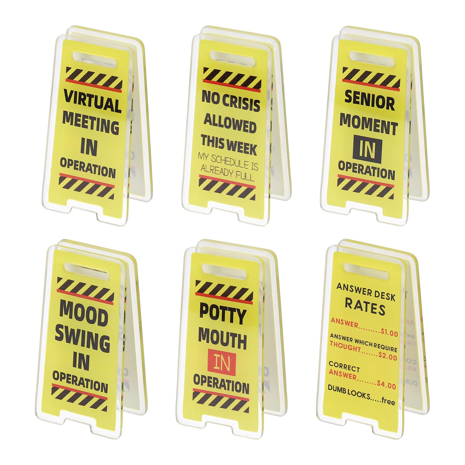 PATIKIL 6Pcs Funny Note Holder Clips, Acrylic Humorous Desk Sign Sticky Note Holder for Office Gifts Coworkers Employees Friends, Yellow Virtual Set-2 — image 1