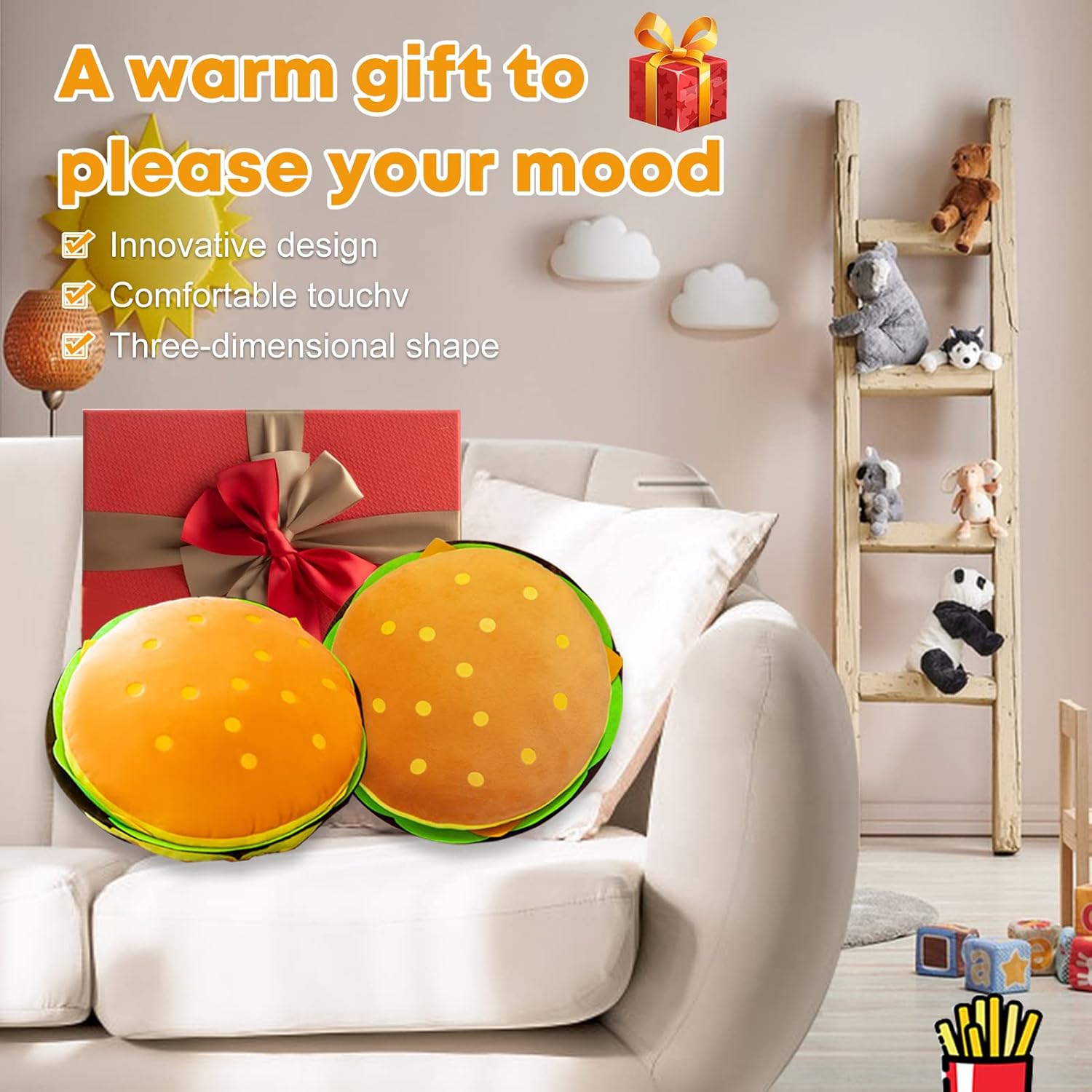 CHELEI2019 15.7" Hamburger Plush Cheeseburger Pillow Stuffed Food Cushion Toy,Gifts for Kids - Image 7