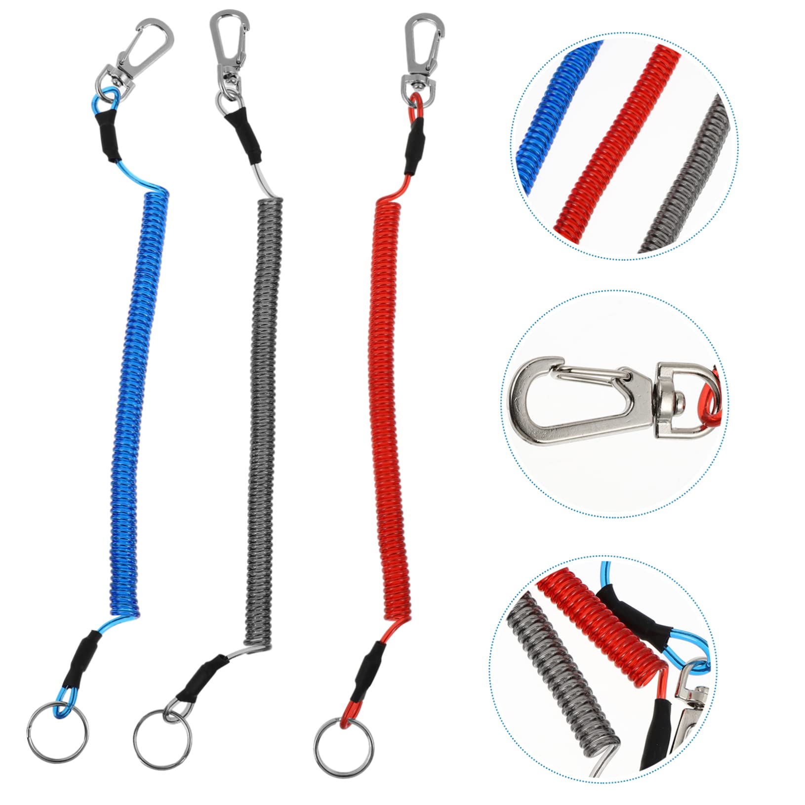 OSALADI 6Pcs Retractable Spring Safety Trailer Cable Lanyard Drop Cable for Trailer Each