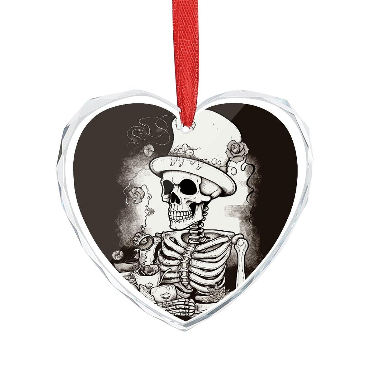 Wsoihfec Style Skeleton Chef Engagement Gifts For Couples, Glass Ornaments Just Married Bridal Shower Decor, Heart Keepsake Decor For Bride & Groom