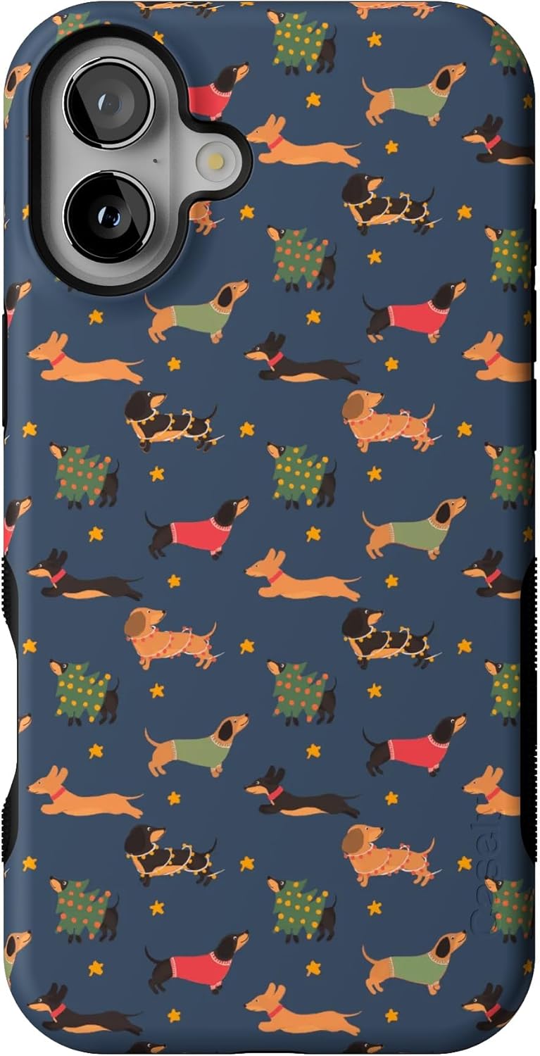 Casely iPhone 16 Plus Case | Dashing Doxies | Dachshund Dog | Ultra-Protective Bold Case Design | Compatible with MagSafe